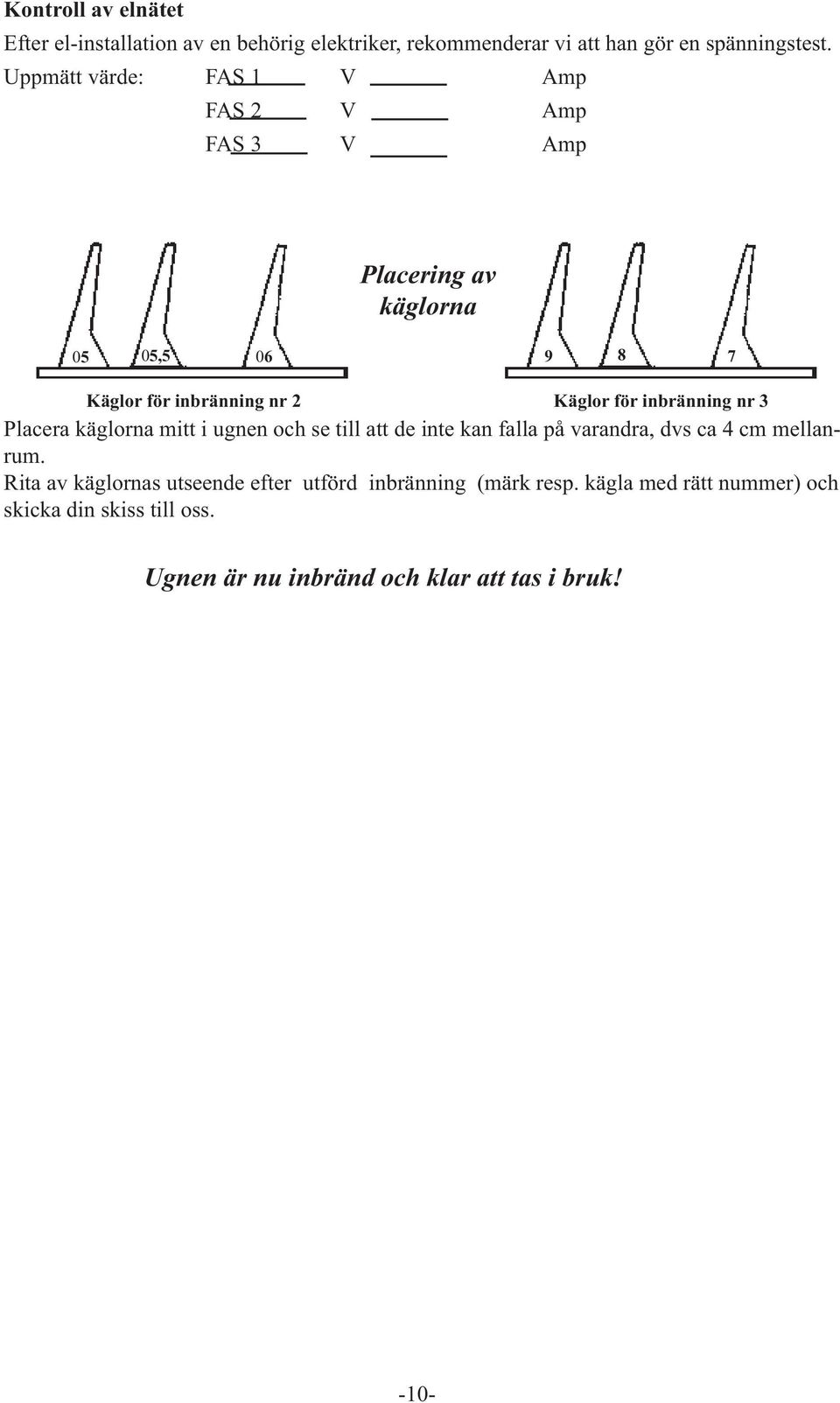 inbränning nr 3 Placera käglorna mitt i ugnen och se till att de inte kan falla på varandra, dvs ca 4 cm mellanrum.