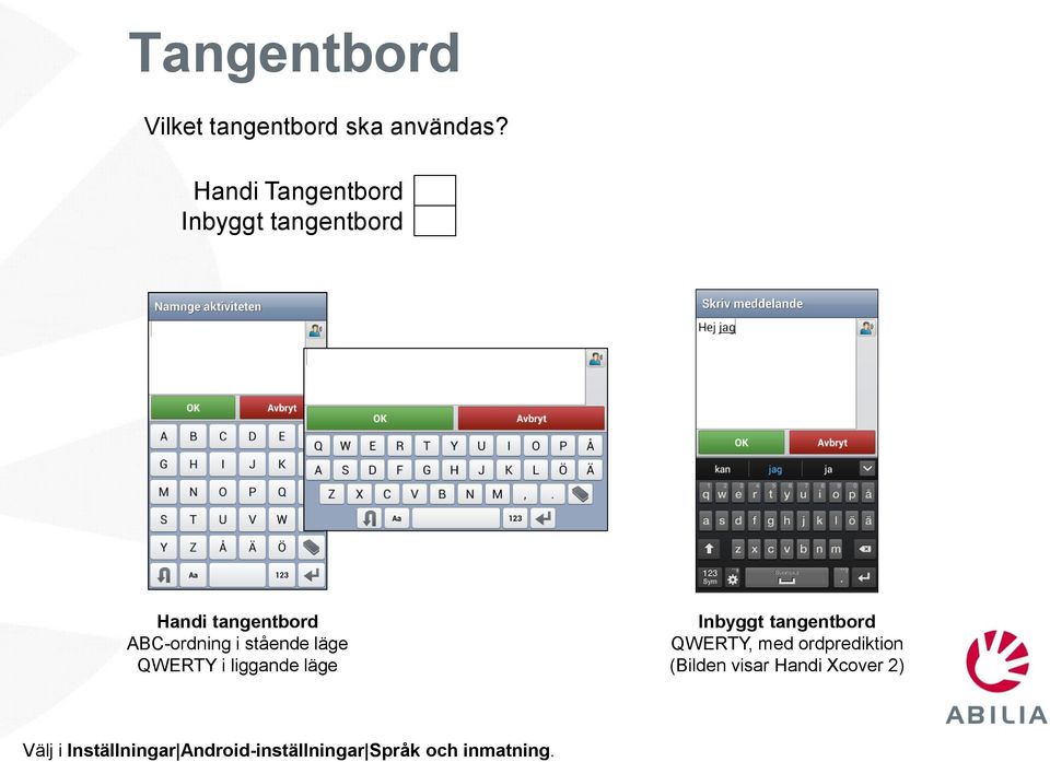 stående läge QWERTY i liggande läge Inbyggt tangentbord QWERTY, med