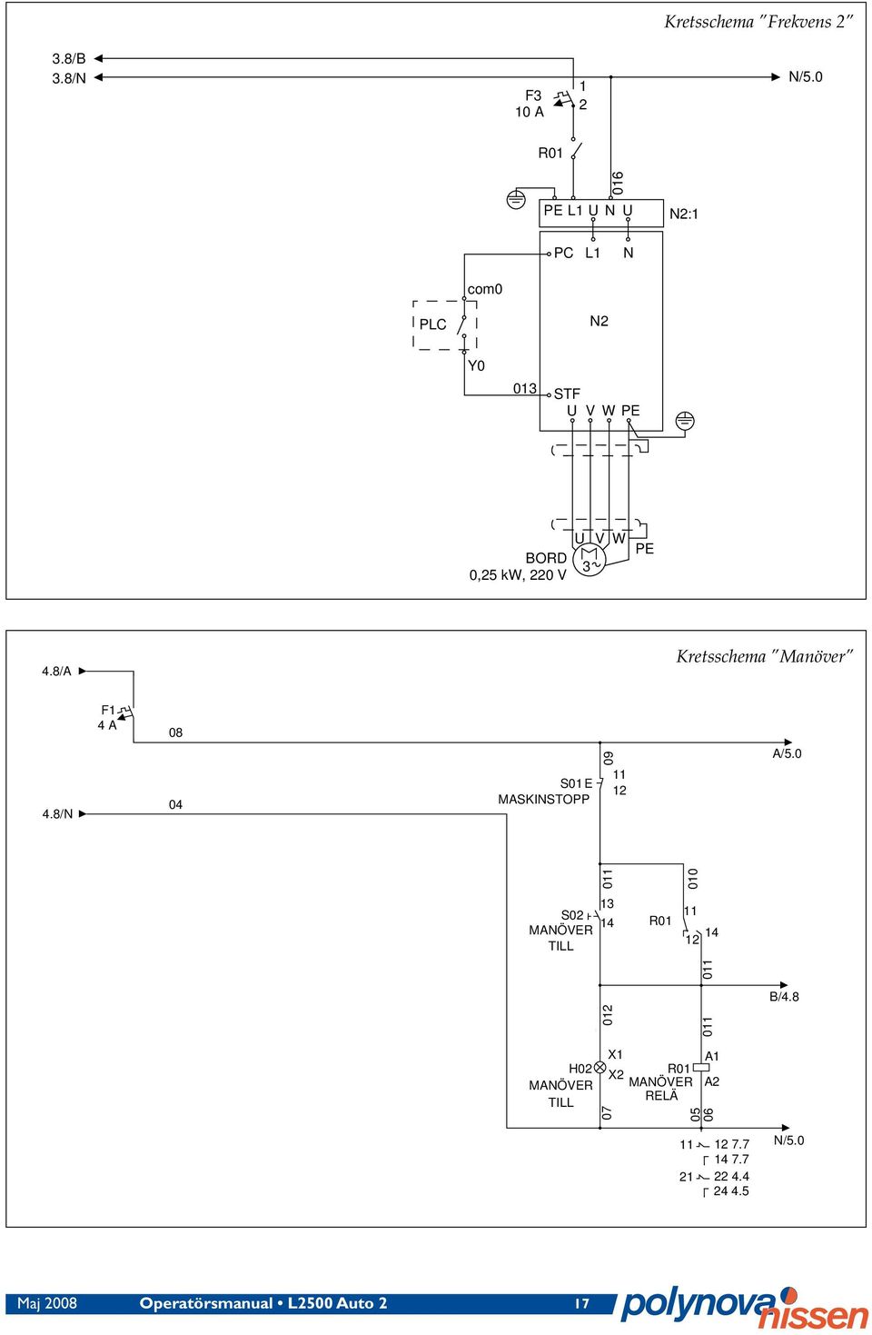 8/A Kretsschema Manöver 4.8/N F1 4 A 08 04 S01E MASKINSTOPP 09 11 12 A/5.