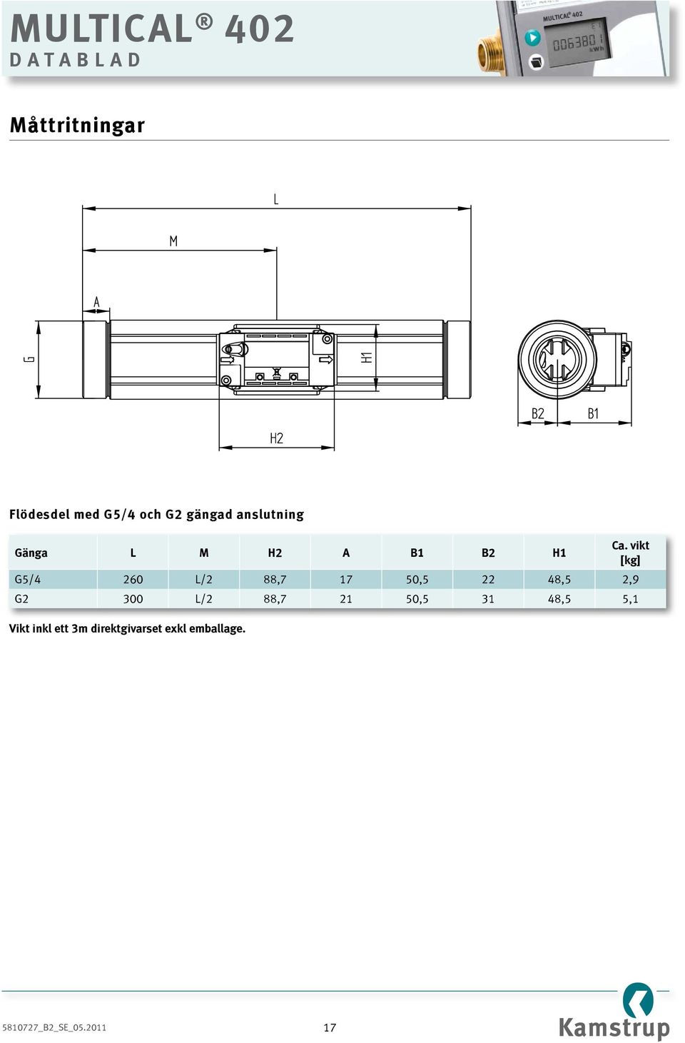 2,9 G2 300 L/2 88,7 21 50,5 31 48,5 5,1 Vikt inkl ett 3m