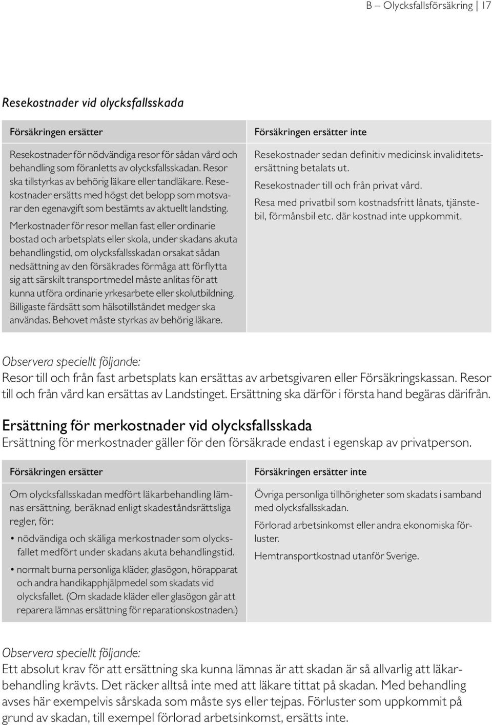 Merkostnader för resor mellan fast eller ordinarie bostad och arbetsplats eller skola, under skadans akuta behandlingstid, om olycksfallsskadan orsakat sådan nedsättning av den försäkrades förmåga