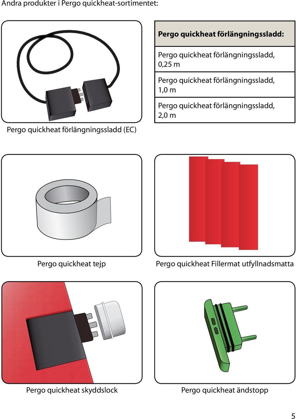 quickheat förlängningssladd (EC) Pergo quickheat förlängningssladd, 2,0 m Pergo quickheat