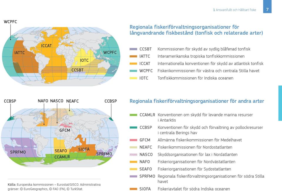 Fiskerikommissionen för västra och centrala Stilla havet IOTC Tonfiskkommissionen för Indiska oceanen Regionala fiskeriförvaltningsorganisationer för andra arter CCAMLR Konventionen om skydd för