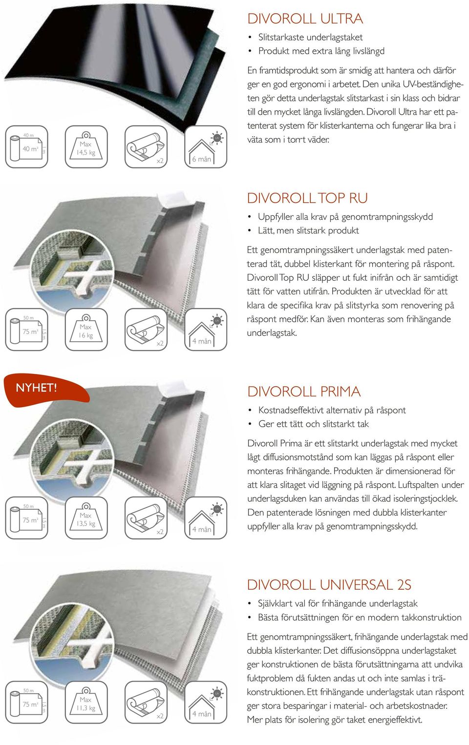 Divoroll Ultra har ett patenterat system för klisterkanterna och fungerar lika bra i väta som i torrt väder.