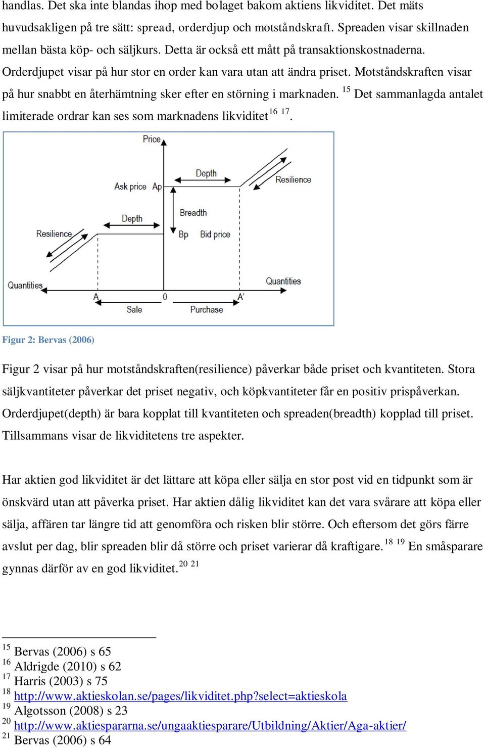 Motståndskraften visar på hur snabbt en återhämtning sker efter en störning i marknaden. 15 Det sammanlagda antalet limiterade ordrar kan ses som marknadens likviditet 16 17.