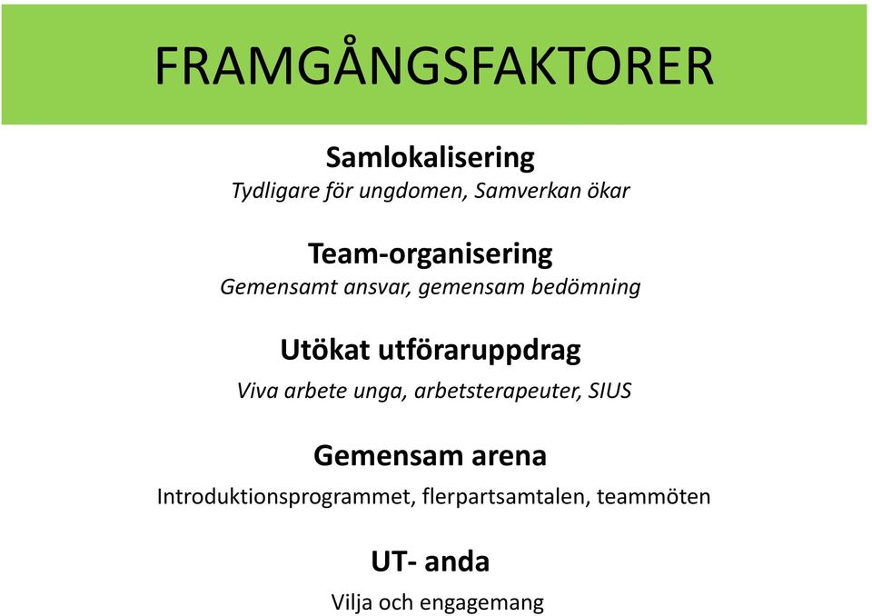 utföraruppdrag Viva arbete unga, arbetsterapeuter, SIUS Gemensam arena