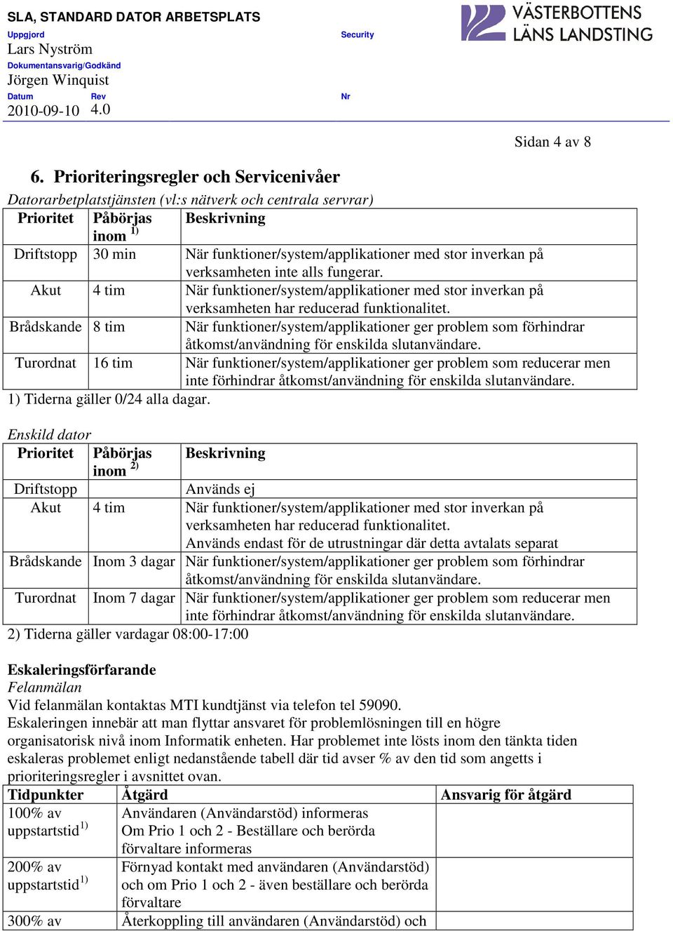 Brådskande 8 tim När funktioner/system/applikationer ger problem som förhindrar åtkomst/användning för enskilda slutanvändare.