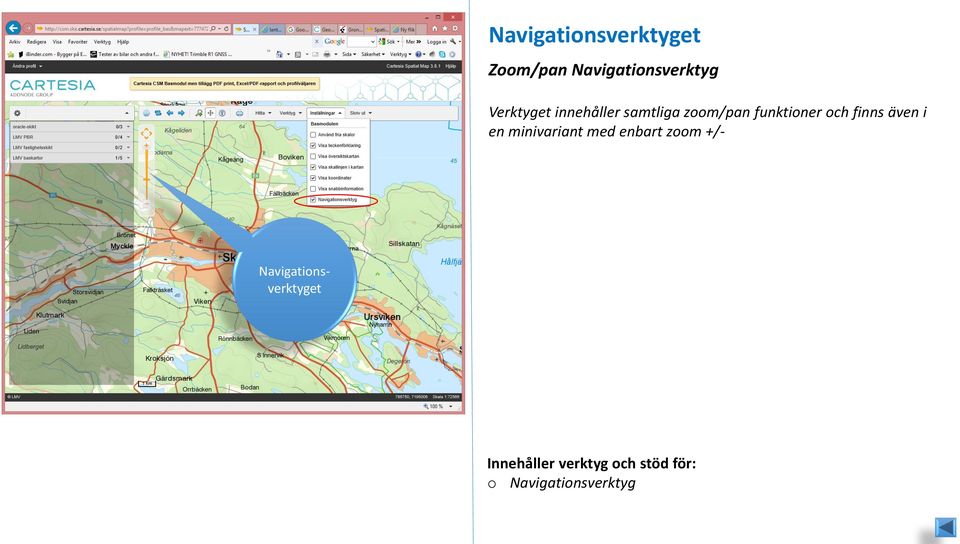 samtliga zoom/pan funktioner och finns även i