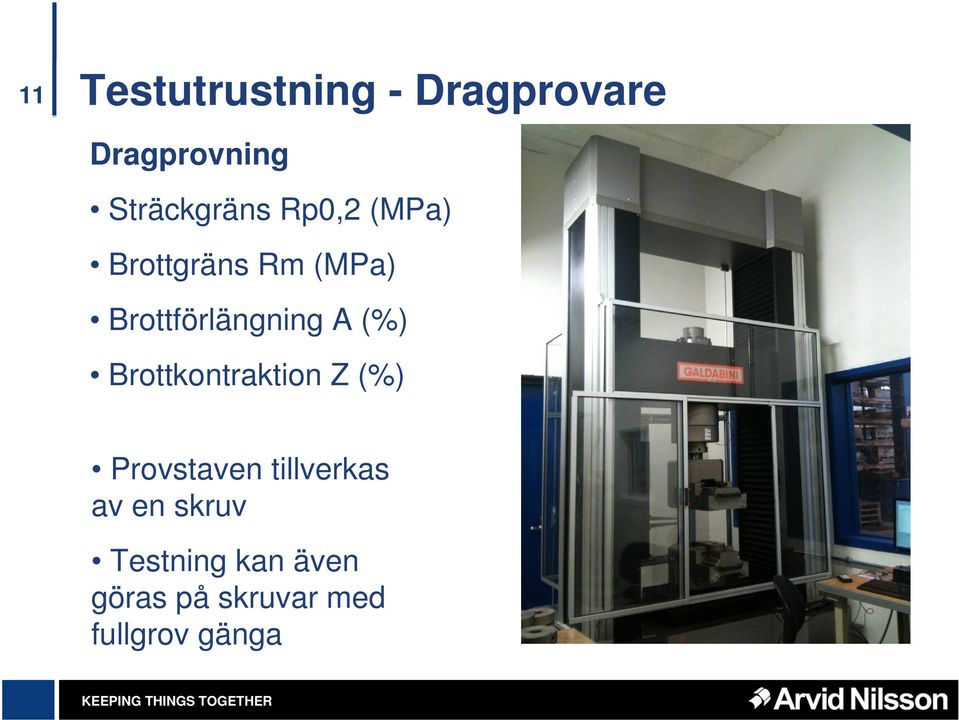 Brottförlängning A (%) Brottkontraktion Z (%)