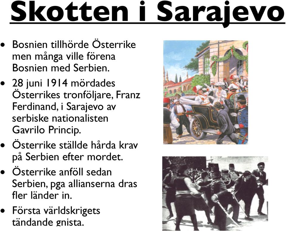 nationalisten Gavrilo Princip. Österrike ställde hårda krav på Serbien efter mordet.