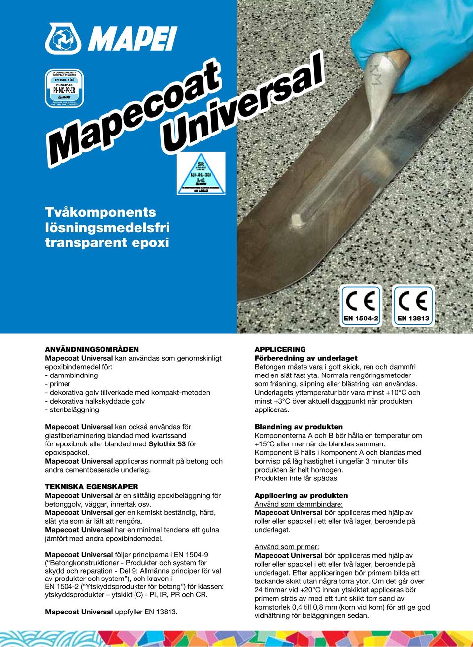 Mapecoat Universal. Tvåkomponents lösningsmedelsfri transparent epoxi - PDF  Gratis nedladdning