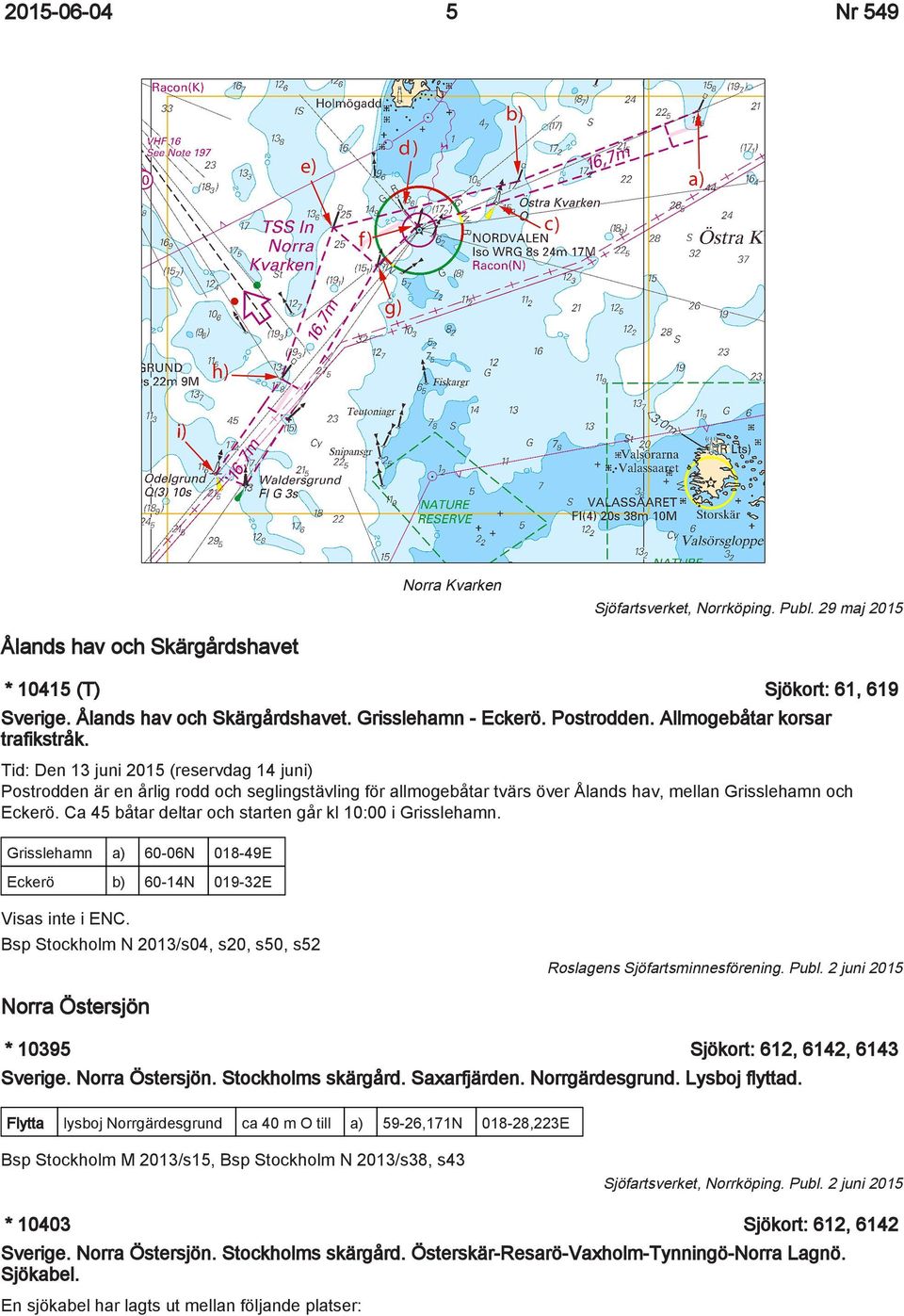 Tid: Den 13 juni 2015 (reservdag 14 juni) Postrodden är en årlig rodd och seglingstävling för allmogebåtar tvärs över Ålands hav, mellan Grisslehamn och Eckerö.