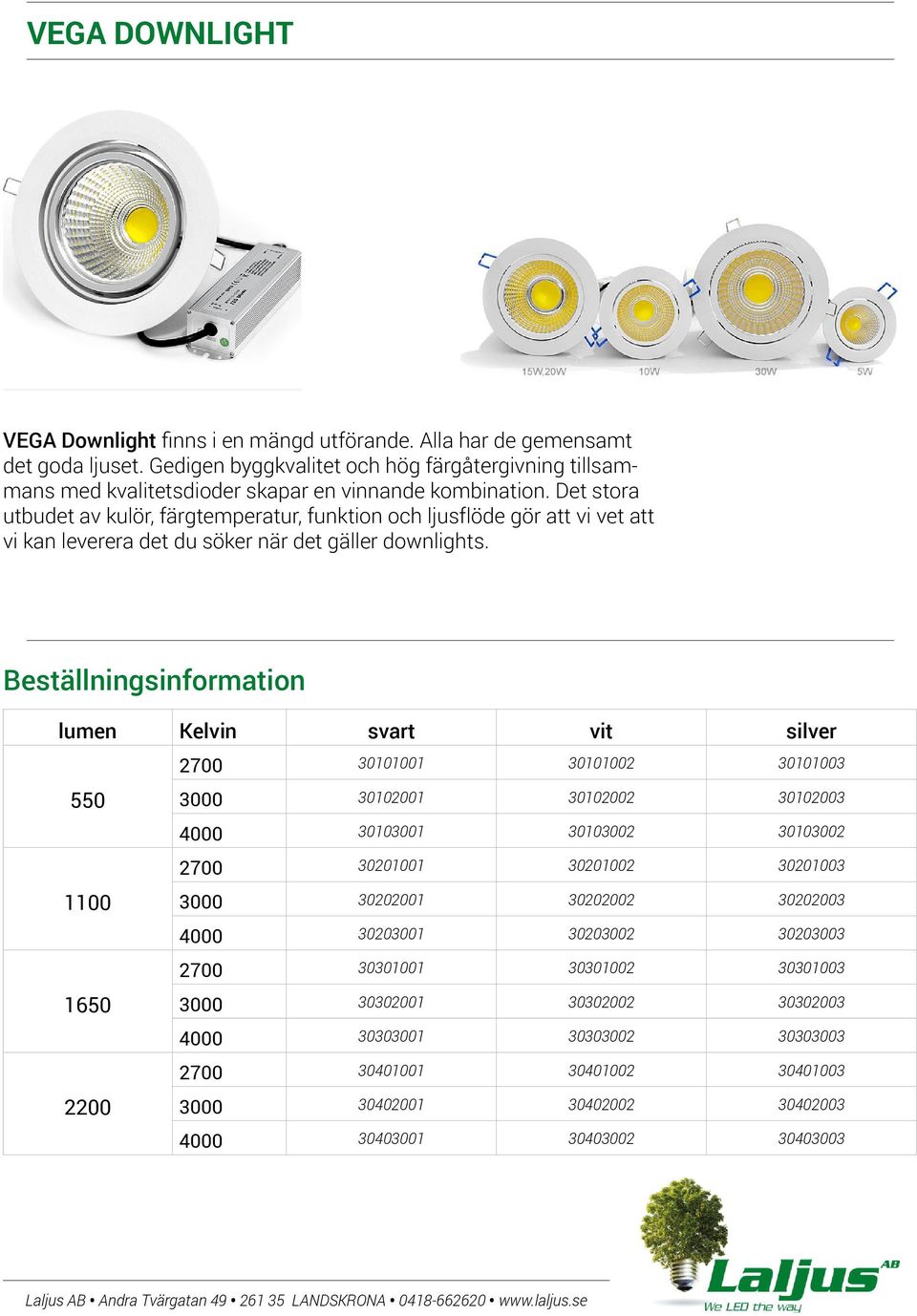 Det stora utbudet av kulör, färgtemperatur, funktion och ljusflöde gör att vi vet att vi kan leverera det du söker när det gäller downlights.