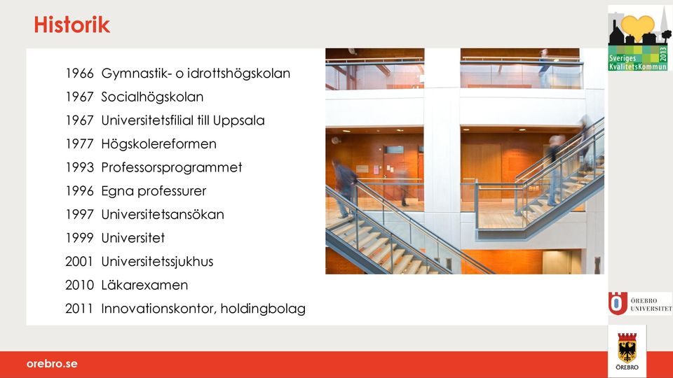 Professorsprogrammet 1996 Egna professurer 1997 Universitetsansökan 1999