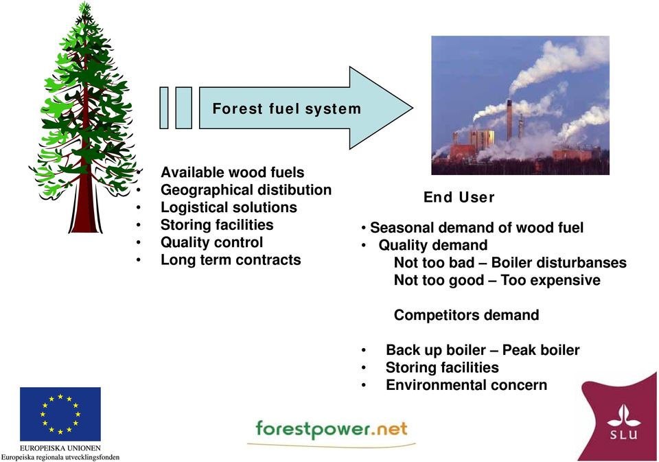 demand of wood fuel Quality demand Not too bad Boiler disturbanses Not too good Too