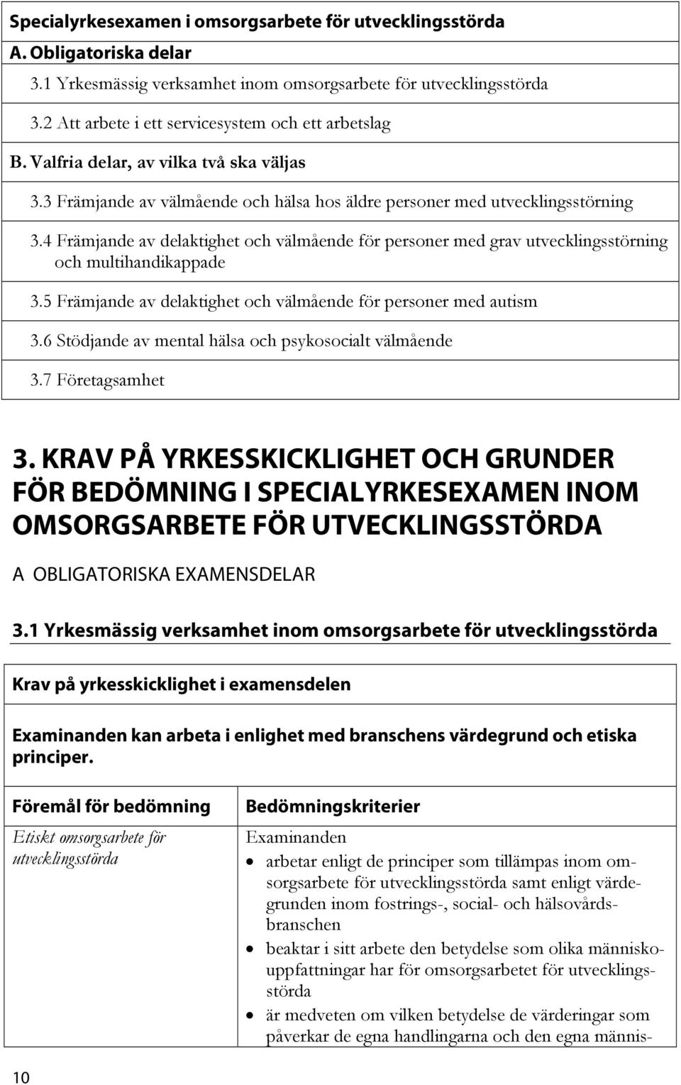 4 Främjande av delaktighet och välmående för personer med grav utvecklingsstörning och multihandikappade 3.5 Främjande av delaktighet och välmående för personer med autism 3.