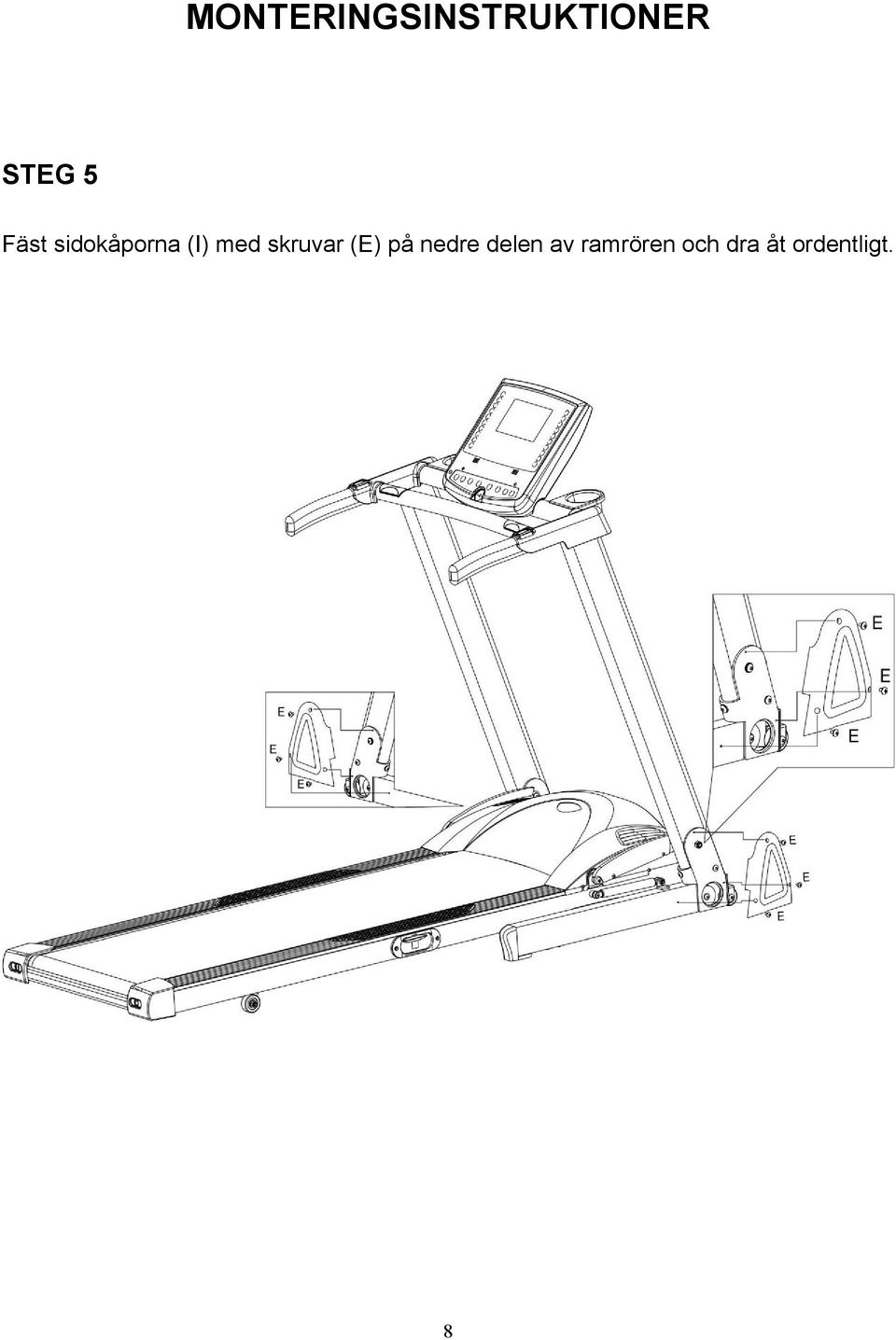 skruvar (E) på nedre delen av