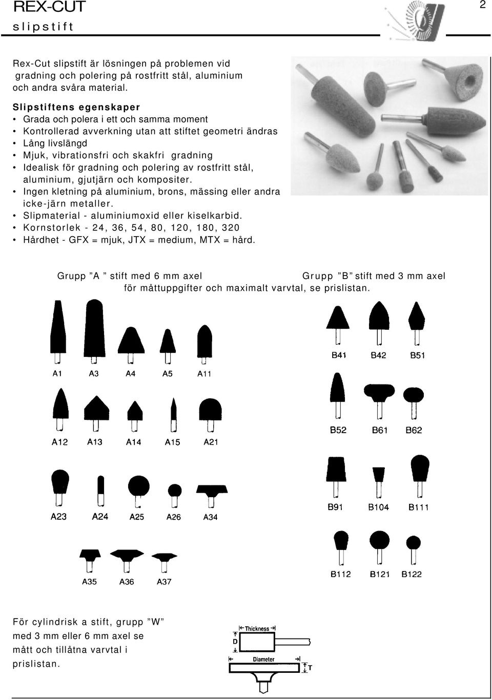 rostfritt stål, aluminium, gjutjärn och kompositer. Ingen kletning på aluminium, brons, mässing eller andra icke-järn metaller. Slipmaterial - aluminiumoxid eller kiselkarbid.