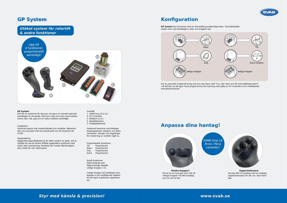 I så fall kan du på egen hand programmera din styrning med hjälp av GP Controllern och medföljande instruktionsmanual. 3 GP System Det här är systemet för dig som vill styra en rotortilt optimalt.