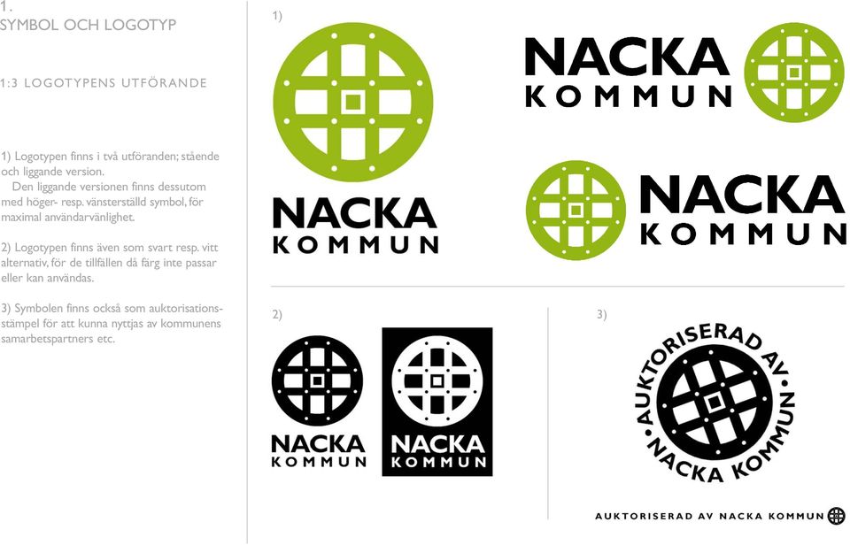 vänsterställd symbol, för maximal användarvänlighet. 2) Logotypen finns även som svart resp.