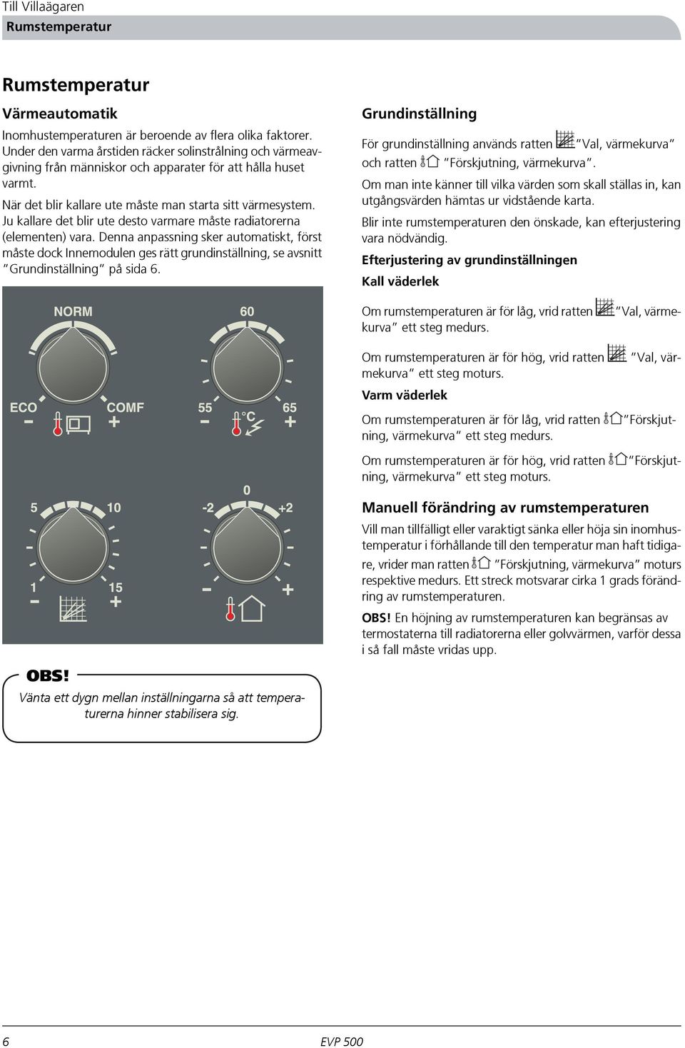 Ju kallare det blir ute desto varmare måste radiatorerna (elementen) vara.