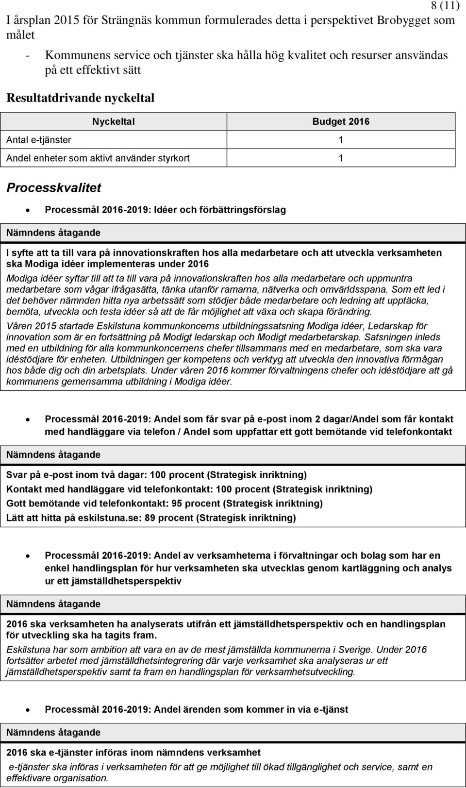 till vara på innovationskraften hos alla medarbetare och att utveckla verksamheten ska Modiga idéer implementeras under 2016 Modiga idéer syftar till att ta till vara på innovationskraften hos alla