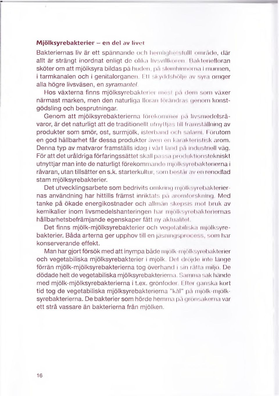 Hos växterna finns mjölksyrebakloiioi in<<.1 pä ilmn nom växer närmast marken, men den naturliga flomn tc'»i.iit<ii.r. umiom konstgödsling och besprutningar.
