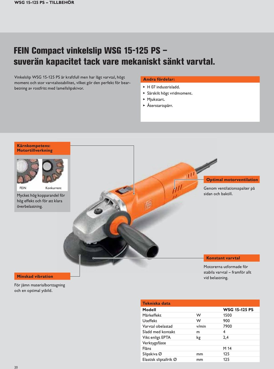 Andra fördelar: H 07 industrisladd. Särskilt högt vridmoment. Mjukstart. Återstartspärr.