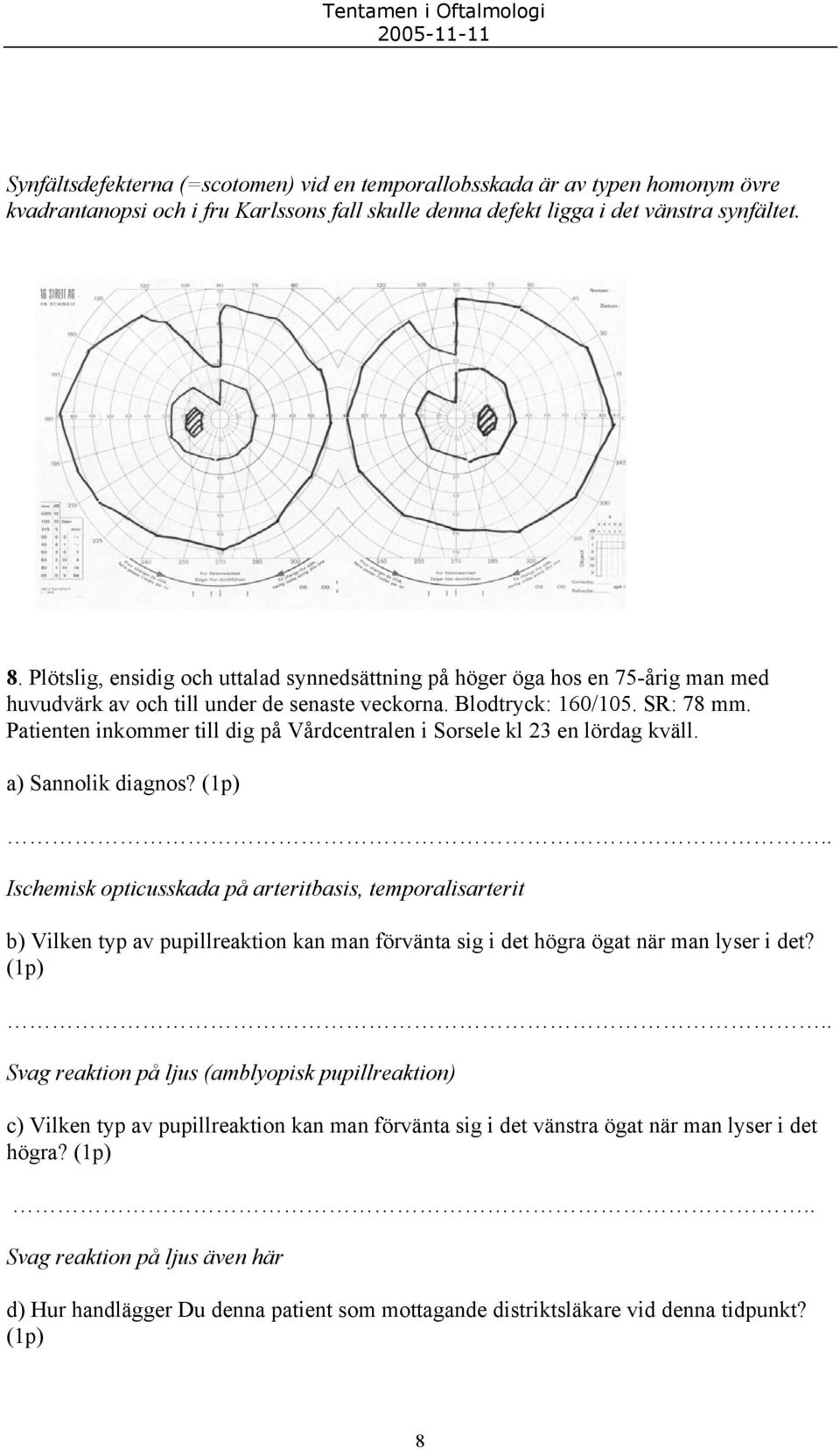 Patienten inkommer till dig på Vårdcentralen i Sorsele kl 23 en lördag kväll. a) Sannolik diagnos?