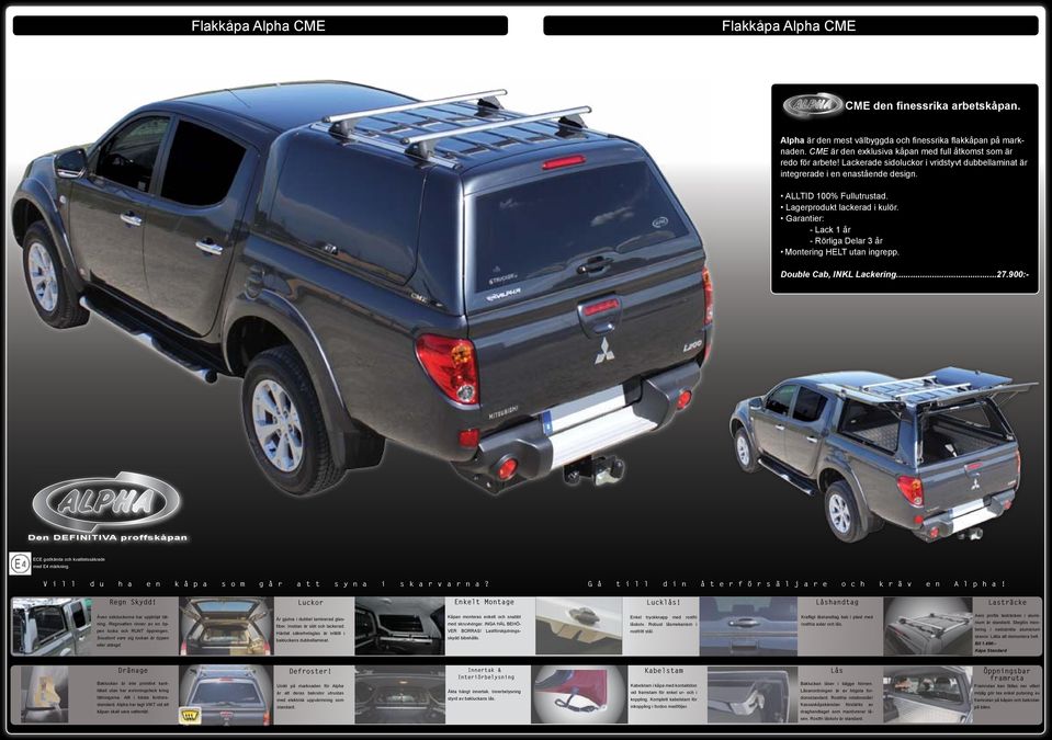 Lagerprodukt lackerad i kulör. Garantier: - Lack 1 år - Rörliga Delar 3 år Montering HELT utan ingrepp. Double Cab, INKL Lackering...27.