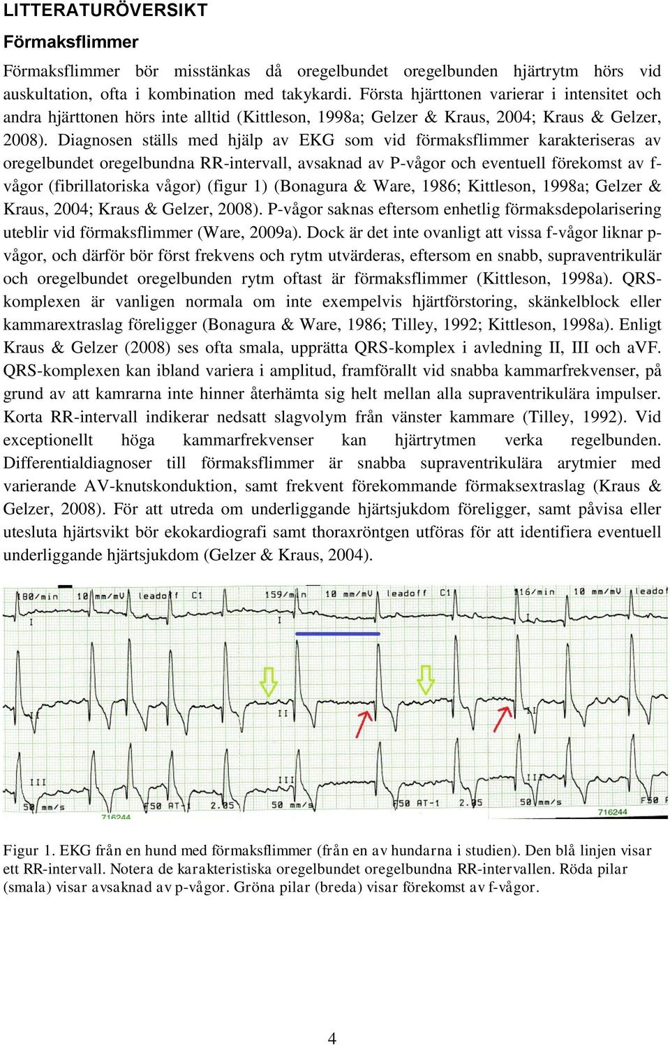 Diagnosen ställs med hjälp av EKG som vid förmaksflimmer karakteriseras av oregelbundet oregelbundna RR-intervall, avsaknad av P-vågor och eventuell förekomst av f- vågor (fibrillatoriska vågor)