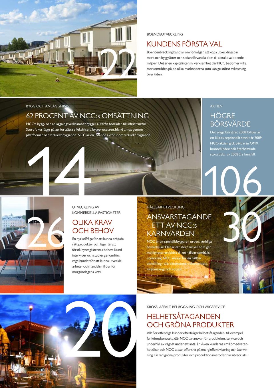 Bygg och anläggning 62 procent av NCC:s omsättning NCC:s bygg- och anläggningsverksamhet bygger allt från bostäder till infrastruktur.