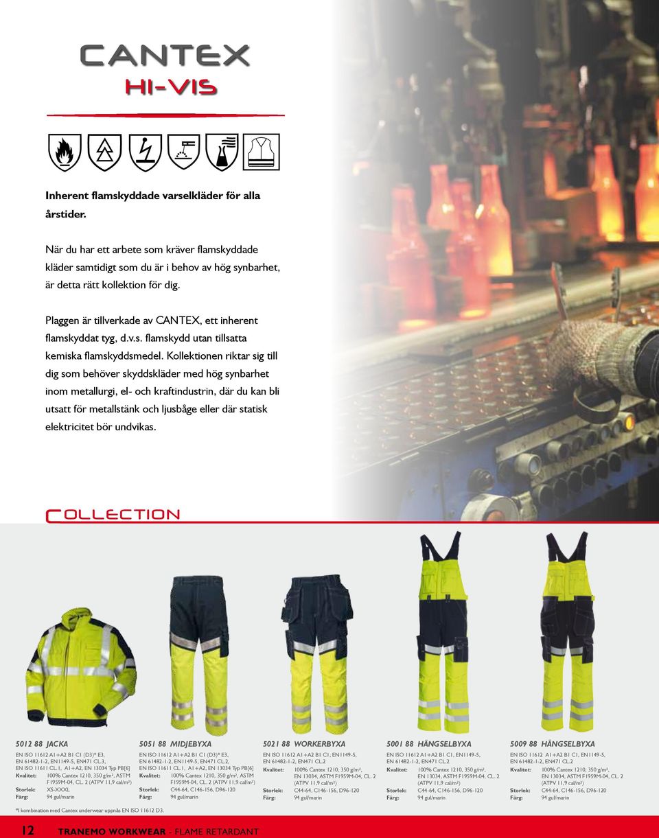 Kollektionen riktar sig till dig som behöver skyddskläder med hög synbarhet inom metallurgi, el- och kraftindustrin, där du kan bli utsatt för metallstänk och ljusbåge eller där statisk elektricitet