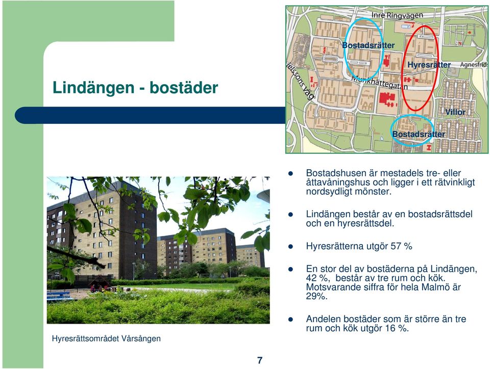 Lindängen består av en bostadsrättsdel och en hyresrättsdel.