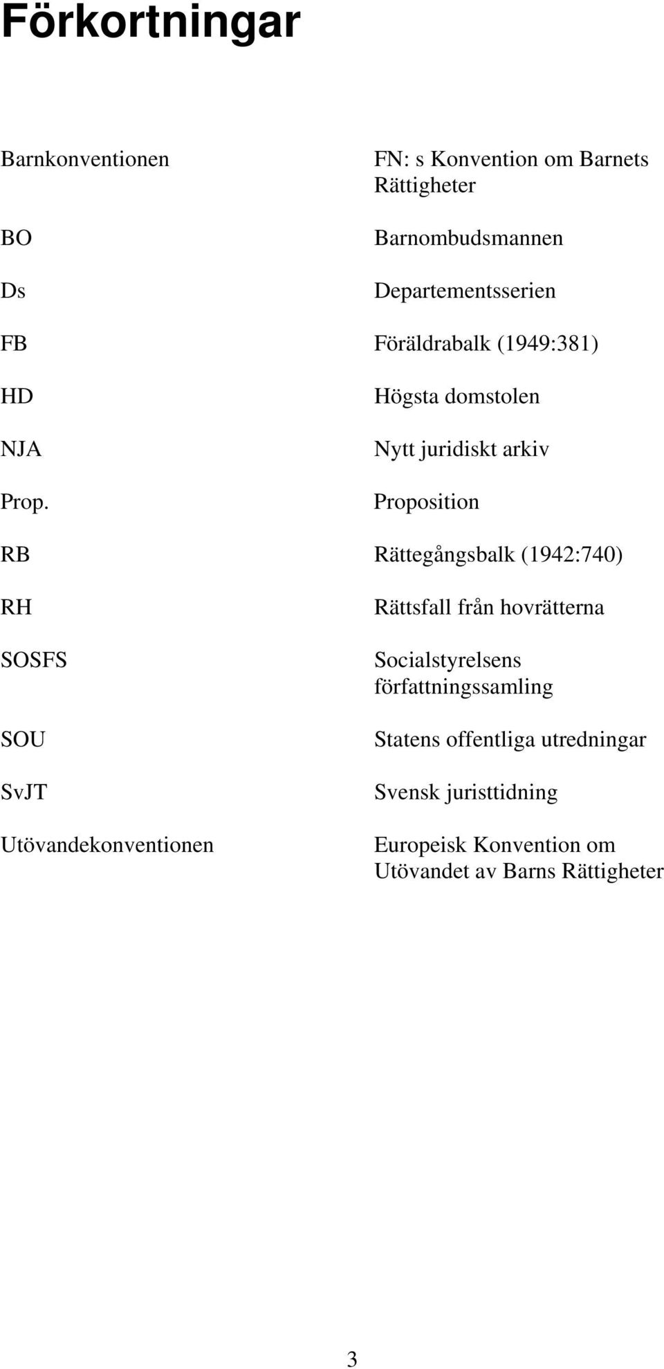 Högsta domstolen Nytt juridiskt arkiv Proposition RB Rättegångsbalk (1942:740) RH SOSFS SOU SvJT