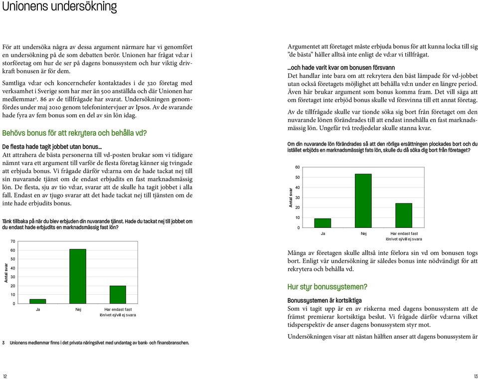 Samtliga vd:ar och koncernchefer kontaktades i de 320 företag med verksamhet i Sverige som har mer än 500 anställda och där Unionen har medlemmar 3. 86 av de tillfrågade har svarat.