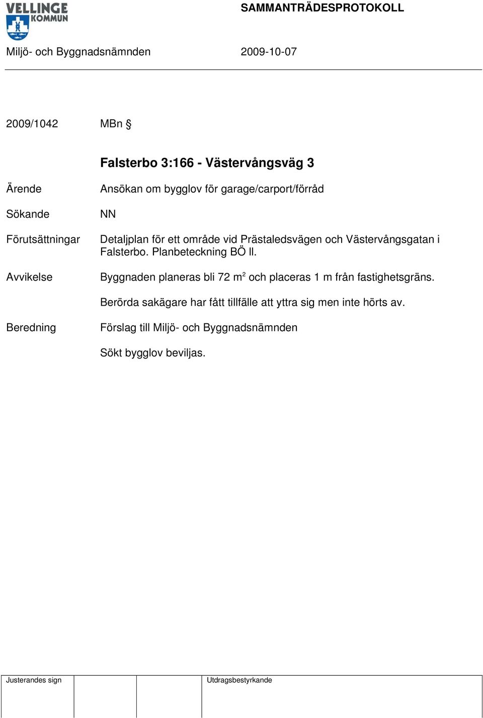 Falsterbo. Planbeteckning BÖ ll.