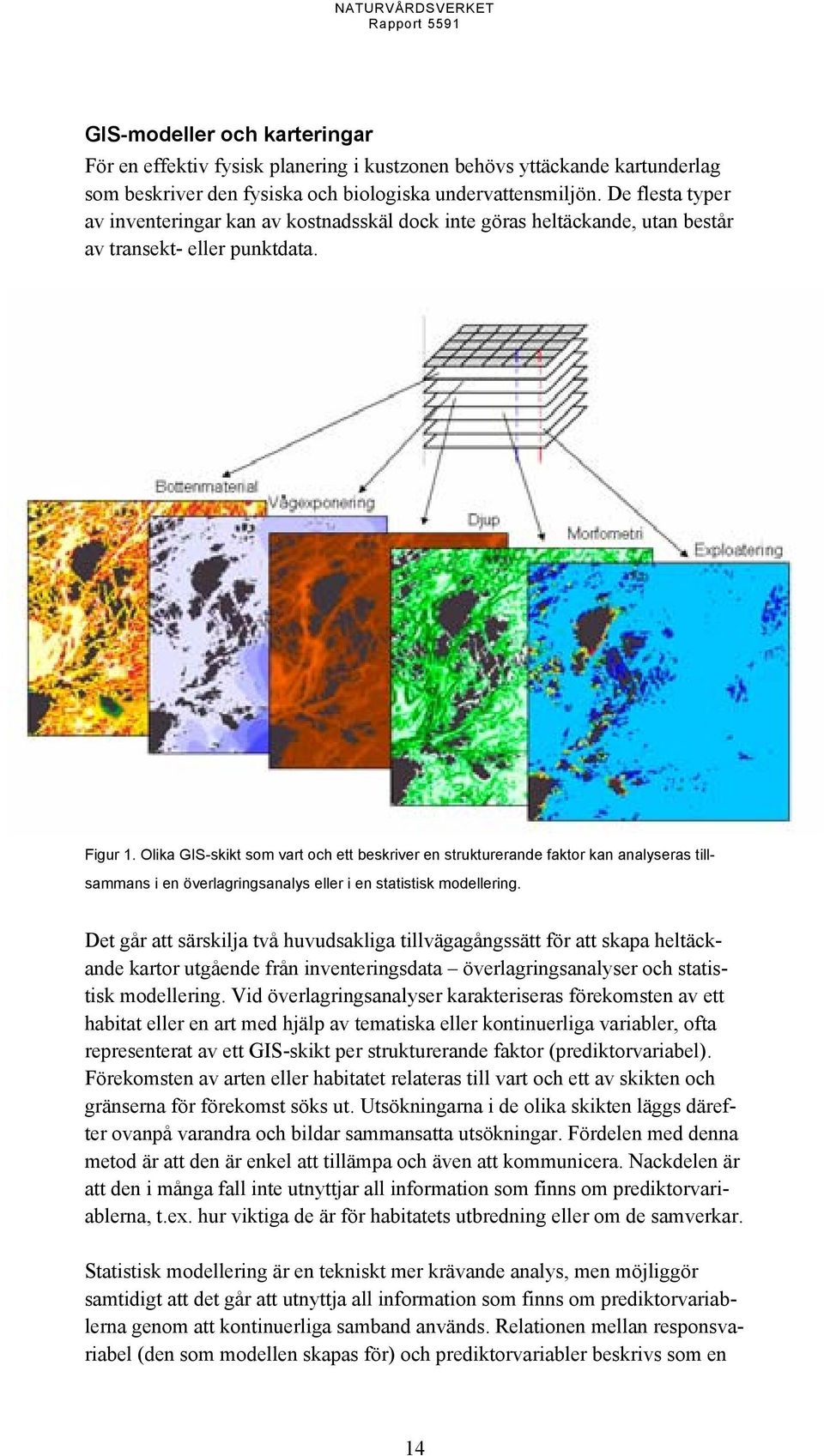 Olika GIS-skikt som vart och ett beskriver en strukturerande faktor kan analyseras tillsammans i en överlagringsanalys eller i en statistisk modellering.