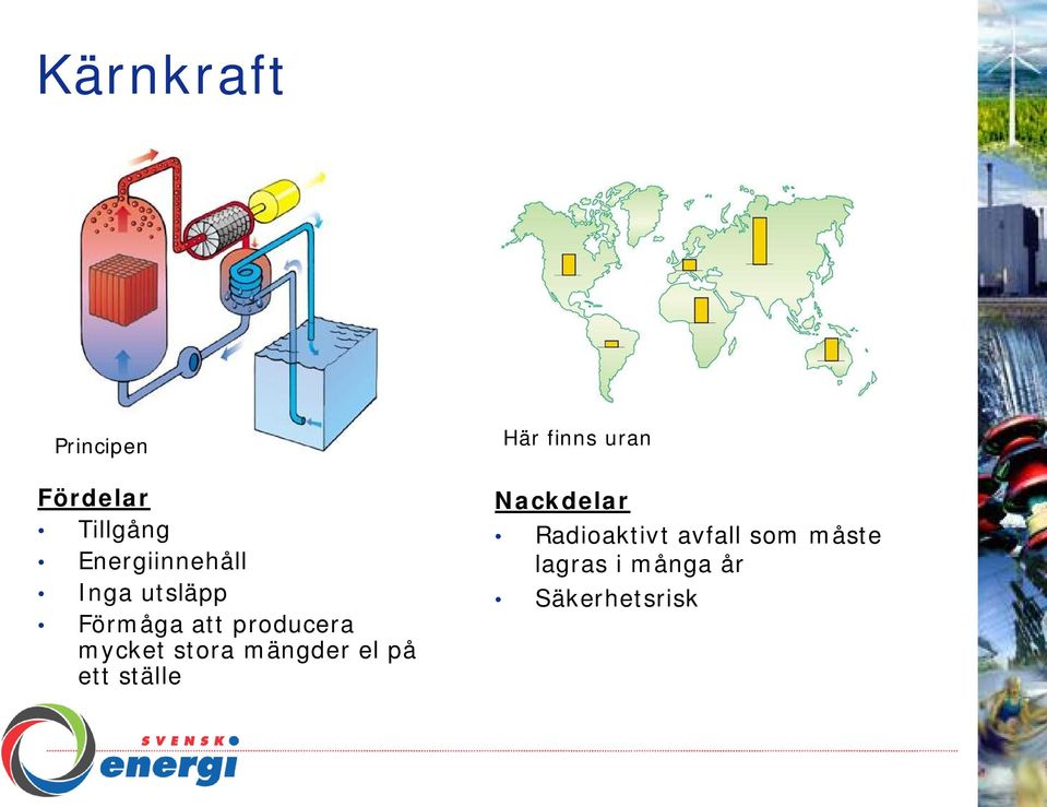 mängder el på ett ställe Här finns uran Nackdelar