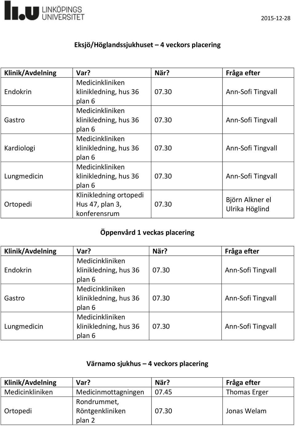 30 Ulrika Höglind konferensrum Endokrin Lungmedicin klinikledning, hus 36 07.