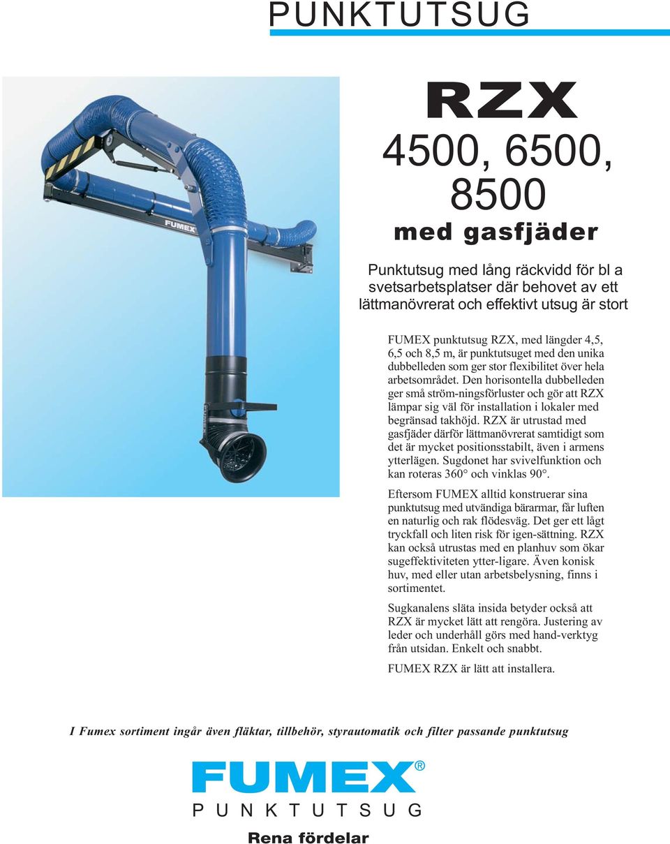 Den horisontella dubbelleden ger små ström-ningsförluster och gör att RZX lämpar sig väl för installation i lokaler med begränsad takhöjd.