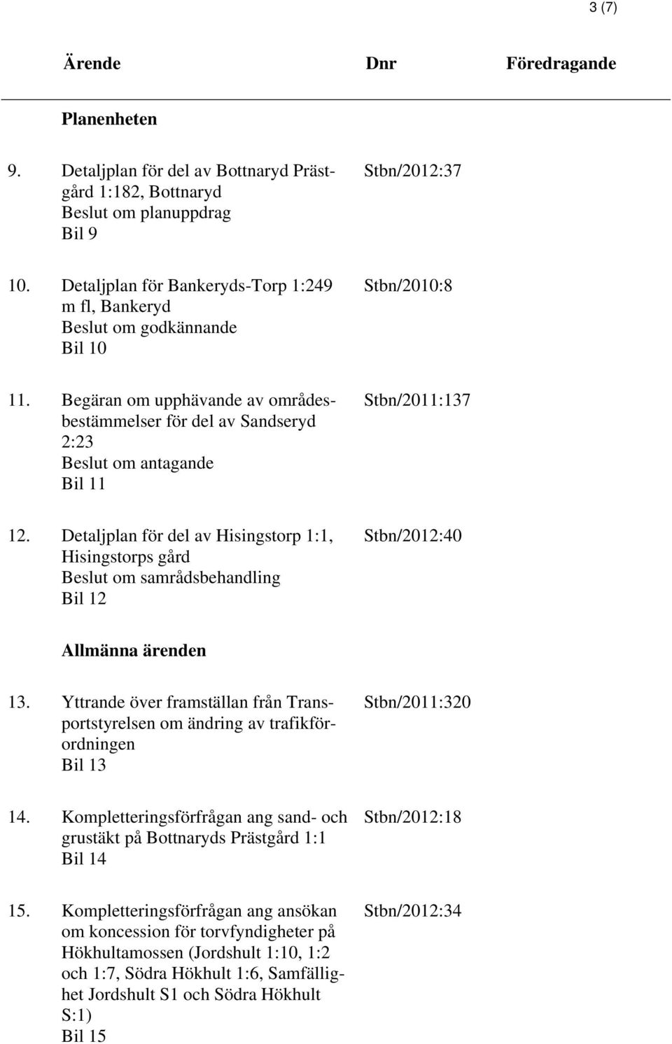 Begäran om upphävande av områdesbestämmelser för del av Sandseryd 2:23 Beslut om antagande Bil 11 Stbn/2011:137 12.