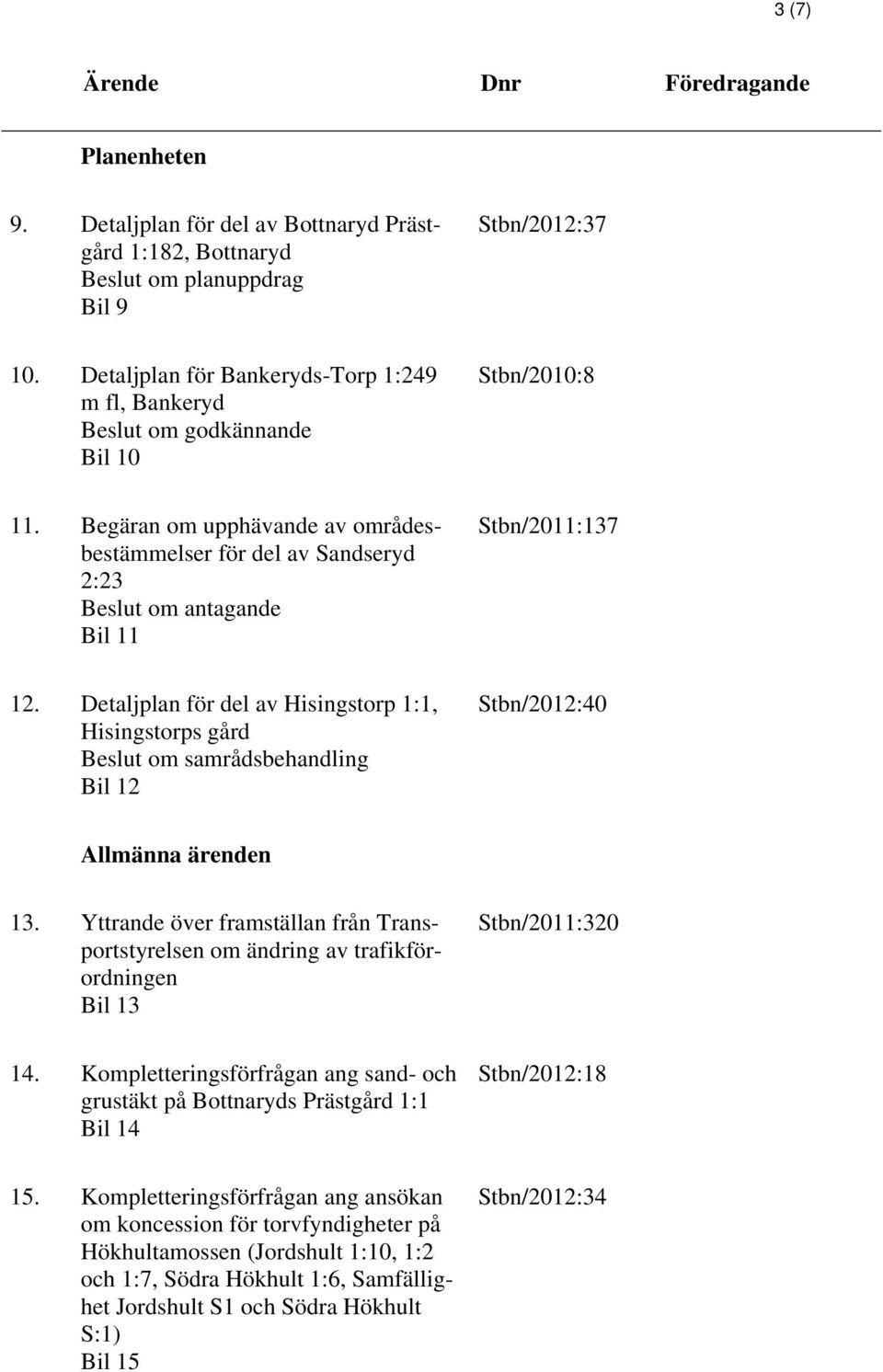 Begäran om upphävande av områdesbestämmelser för del av Sandseryd 2:23 Beslut om antagande Bil 11 Stbn/2011:137 12.