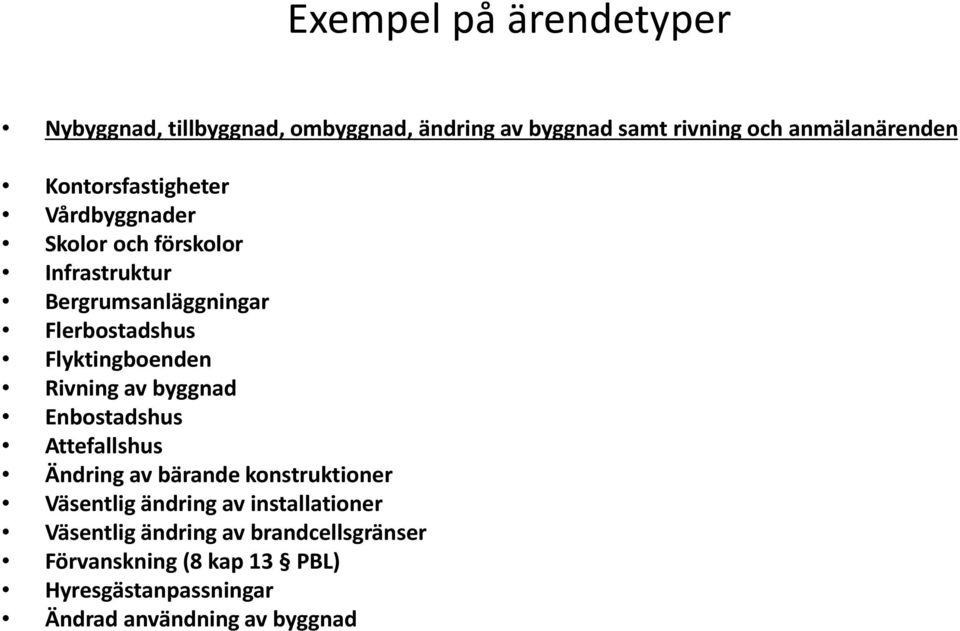 Flyktingboenden Rivning av byggnad Enbostadshus Attefallshus Ändring av bärande konstruktioner Väsentlig ändring av