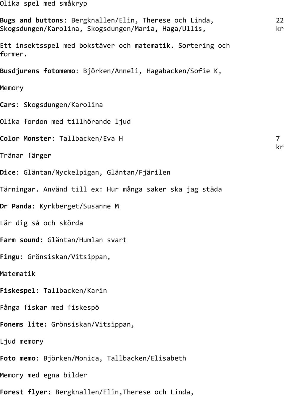 Gläntan/Fjärilen Tärningar.