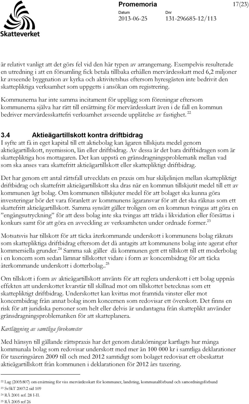 bedrivit den skattepliktiga verksamhet som uppgetts i ansökan om registrering.