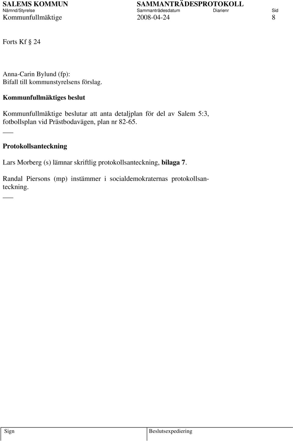 Prästbodavägen, plan nr 82-65.