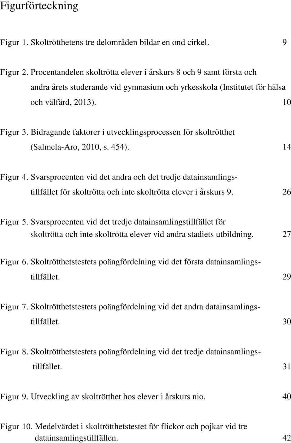 Bidragande faktorer i utvecklingsprocessen för skoltrötthet (Salmela-Aro, 2010, s. 454). 14 Figur 4.