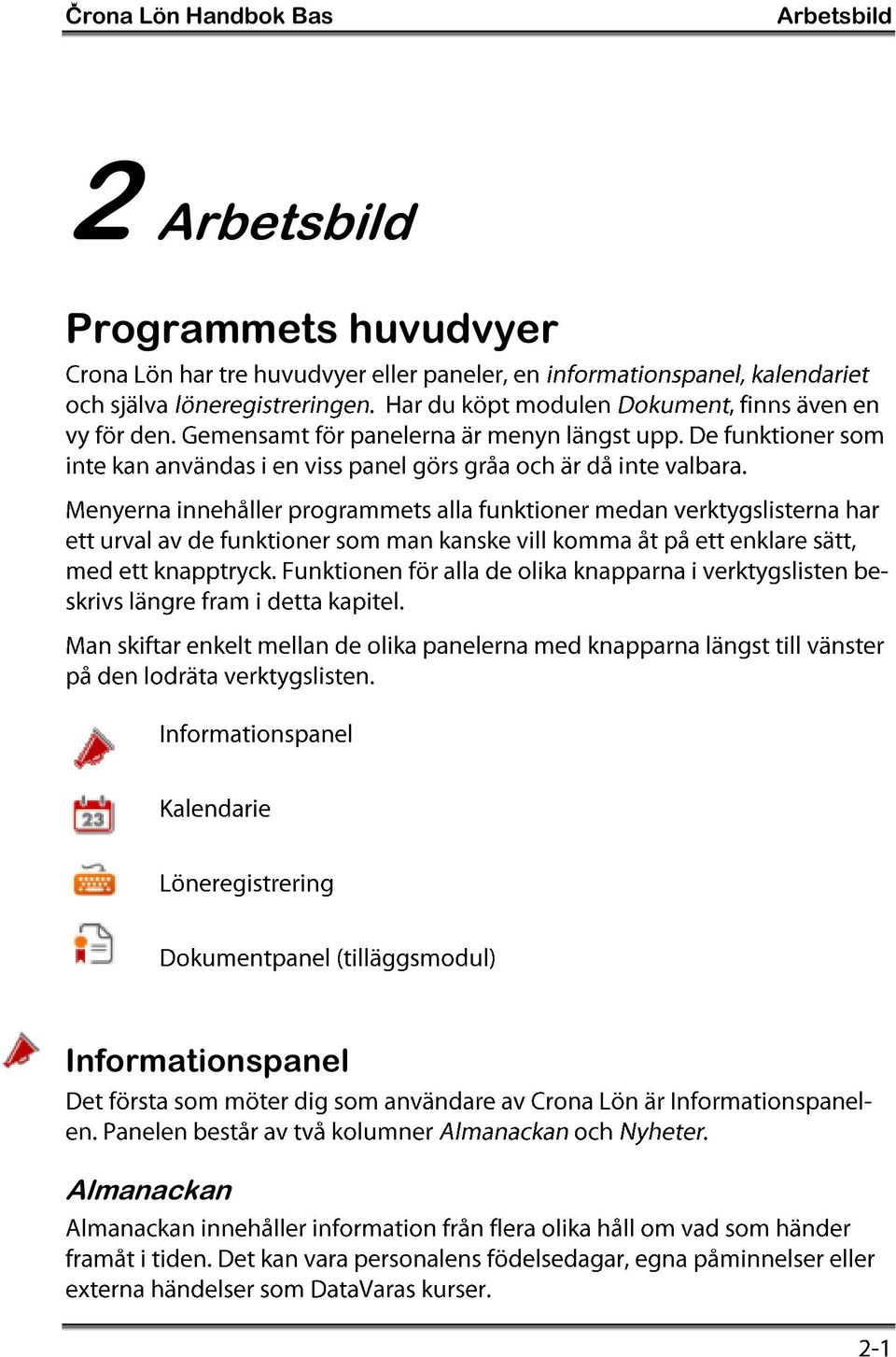 Programmets huvudvyer