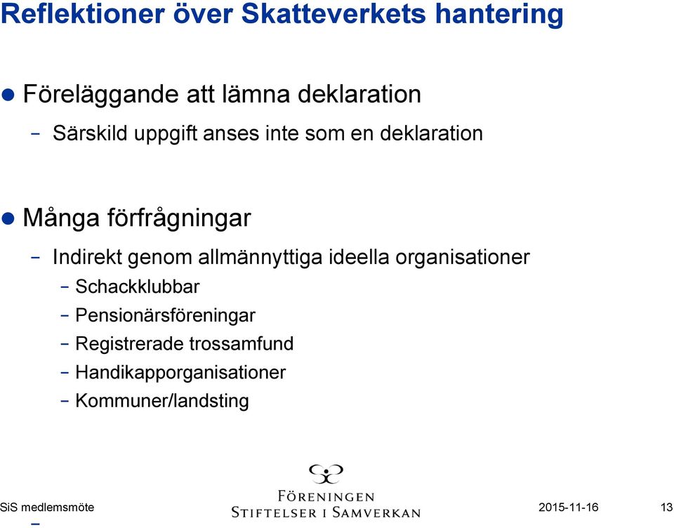 allmännyttiga ideella organisationer Schackklubbar Pensionärsföreningar